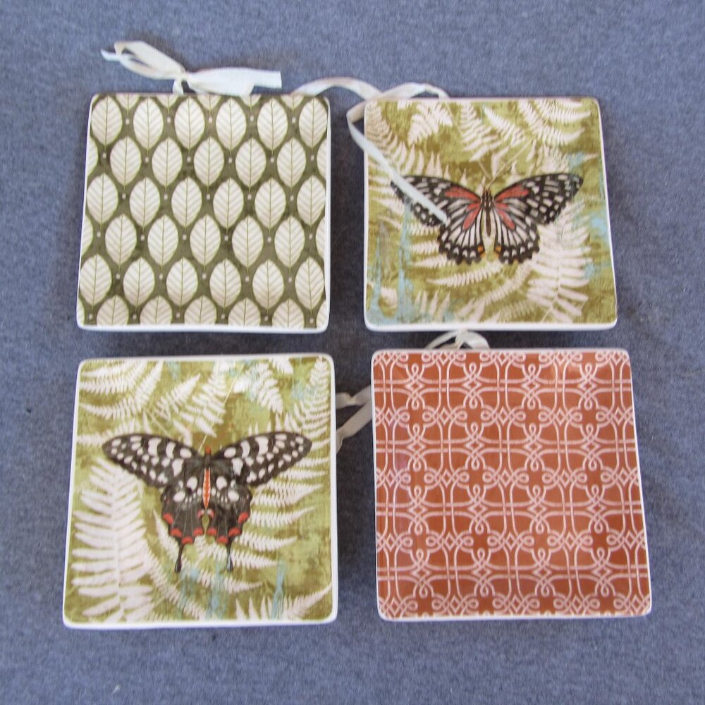 manual susanne nicoll ceramic wall hanging mini plates Butterfly Ferns (w2975)